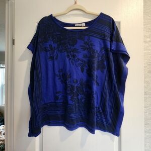 Cato Royal Blue Floral Blouse Size M Euc